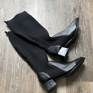 Black Women's Sock Knee-High Boots